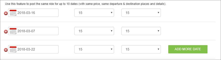 Multiple dates feature